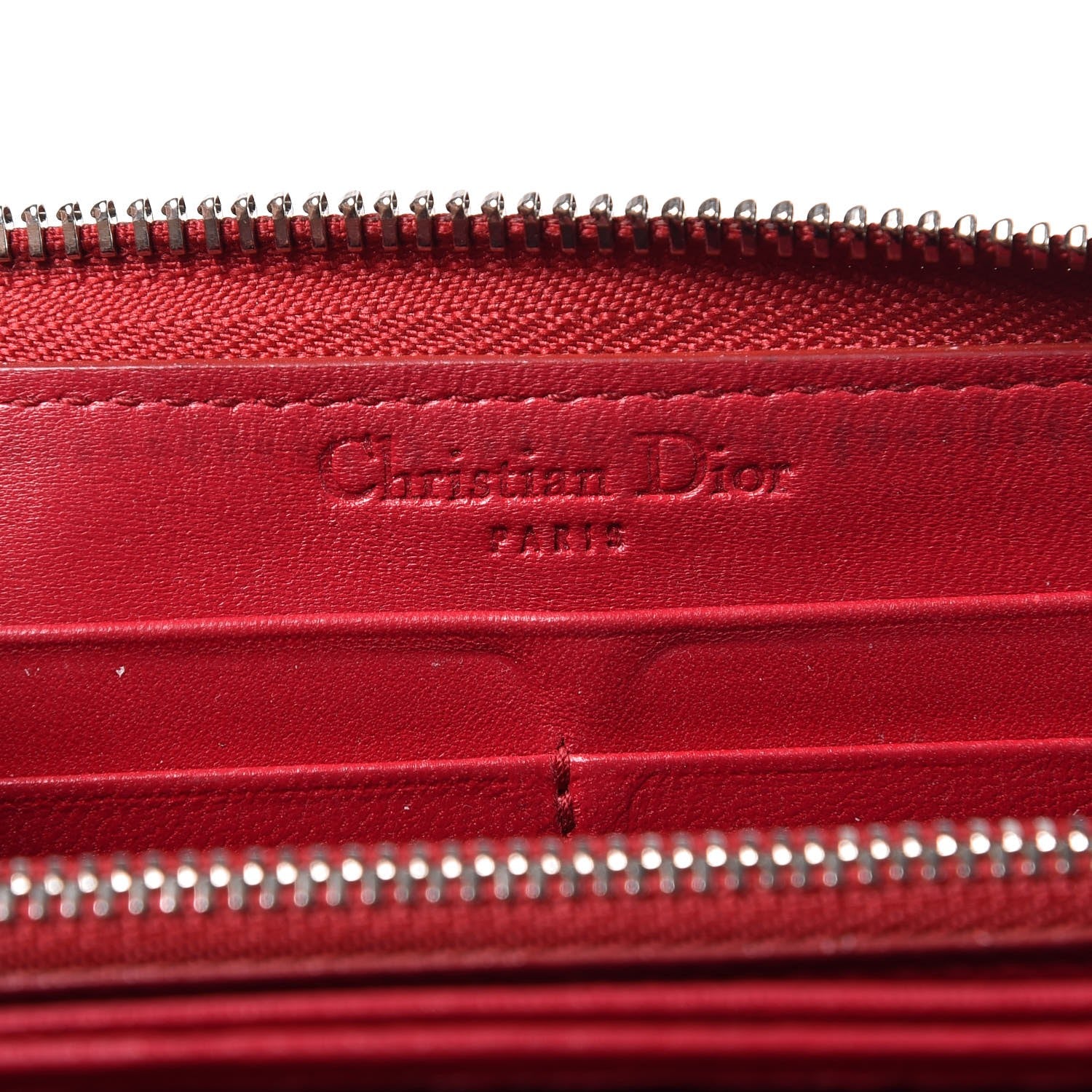 Christian Dior Lambskin Cannage Voyageur Wallet Red 8 of 9