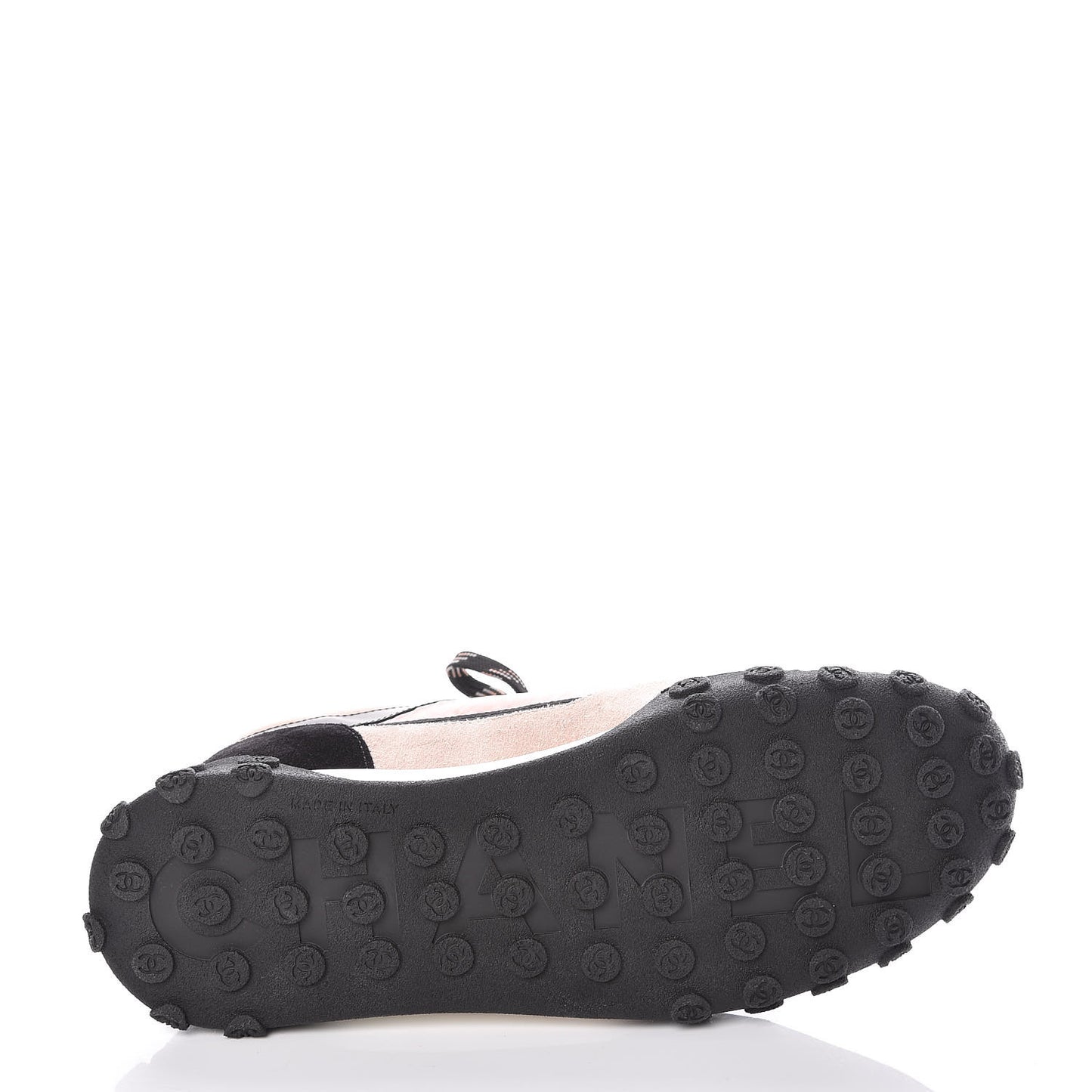 Nylon Calfskin Suede CC Womens Sneakers 39.5 Pink Black