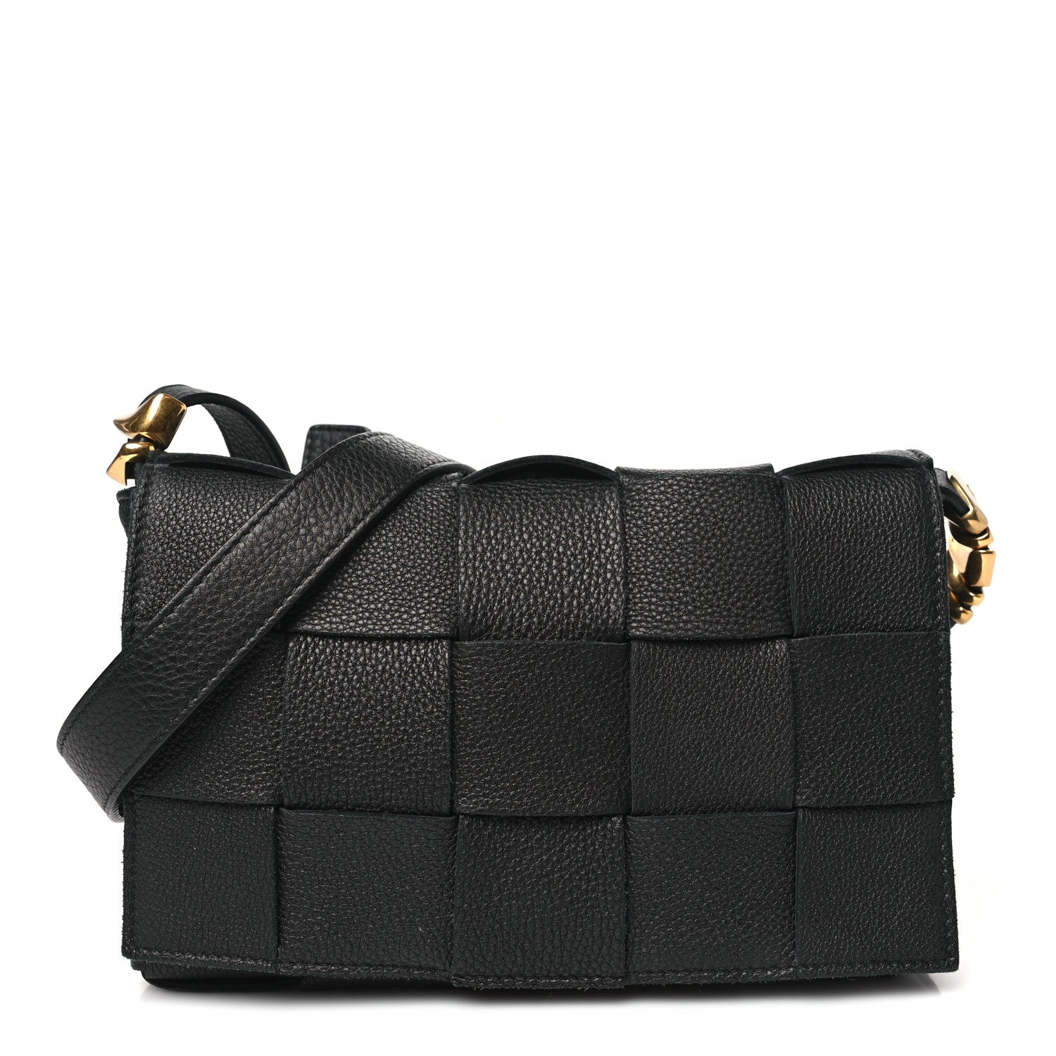 Bottega Veneta Grained Calfskin Maxi Intrecciato Cassette Crossbody Bag Black 1 of 10