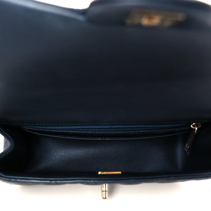Chanel Lambskin Quilted Mini Top Handle Rectangular Flap Navy Blue 5 of 12