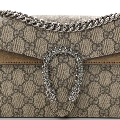 Gucci GG Supreme Monogram Suede Crystal Small Dionysus Shoulder Bag Taupe 8 of 14