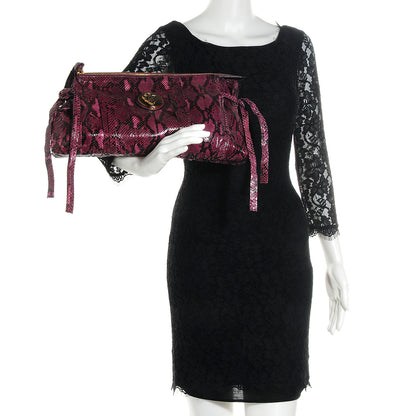 Gucci Python Large Hysteria Clutch Purple 2 of 8