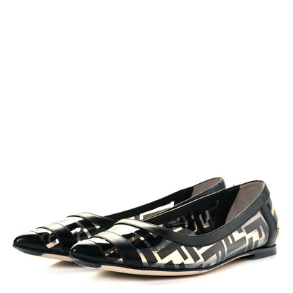 Fendi PVC Calfskin FF Colibri Ballerina Flats 37.5 Black 3 of 8