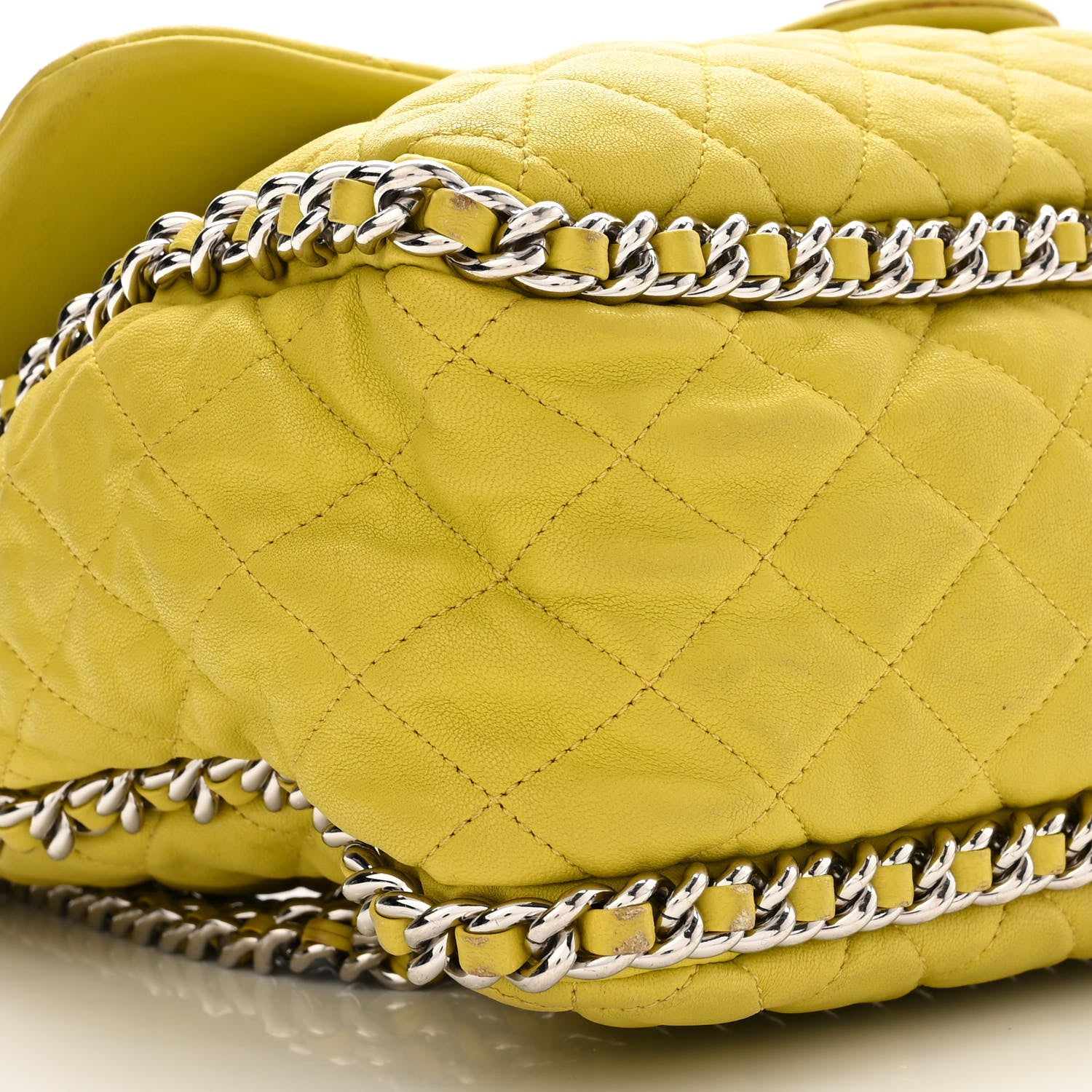 Chanel Washed Lambskin Quilted Maxi Chain Around Flap Yellow 9 of 11