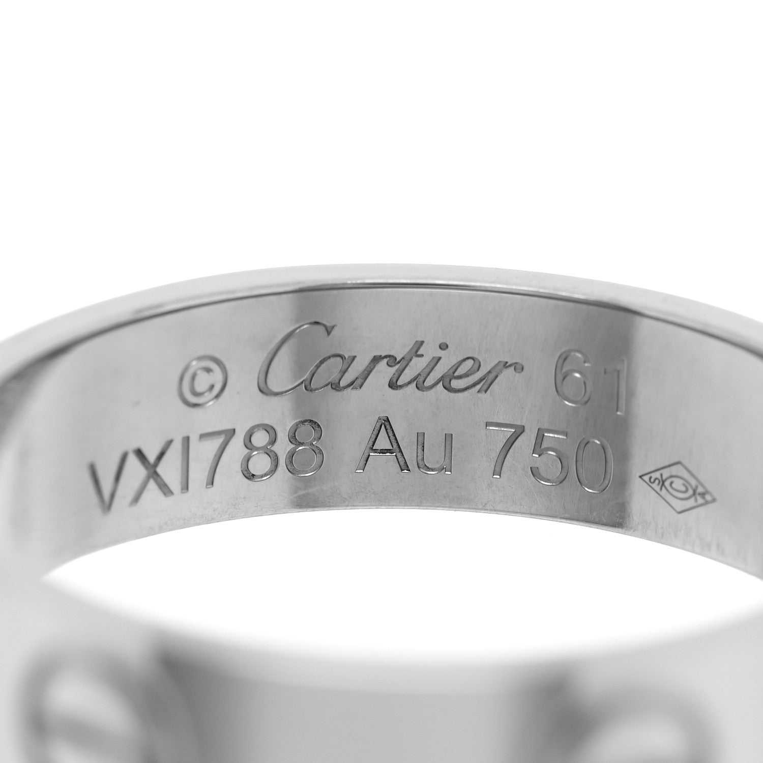 Cartier 18K White Gold 5.5mm LOVE Ring 61 9.5 4 of 5
