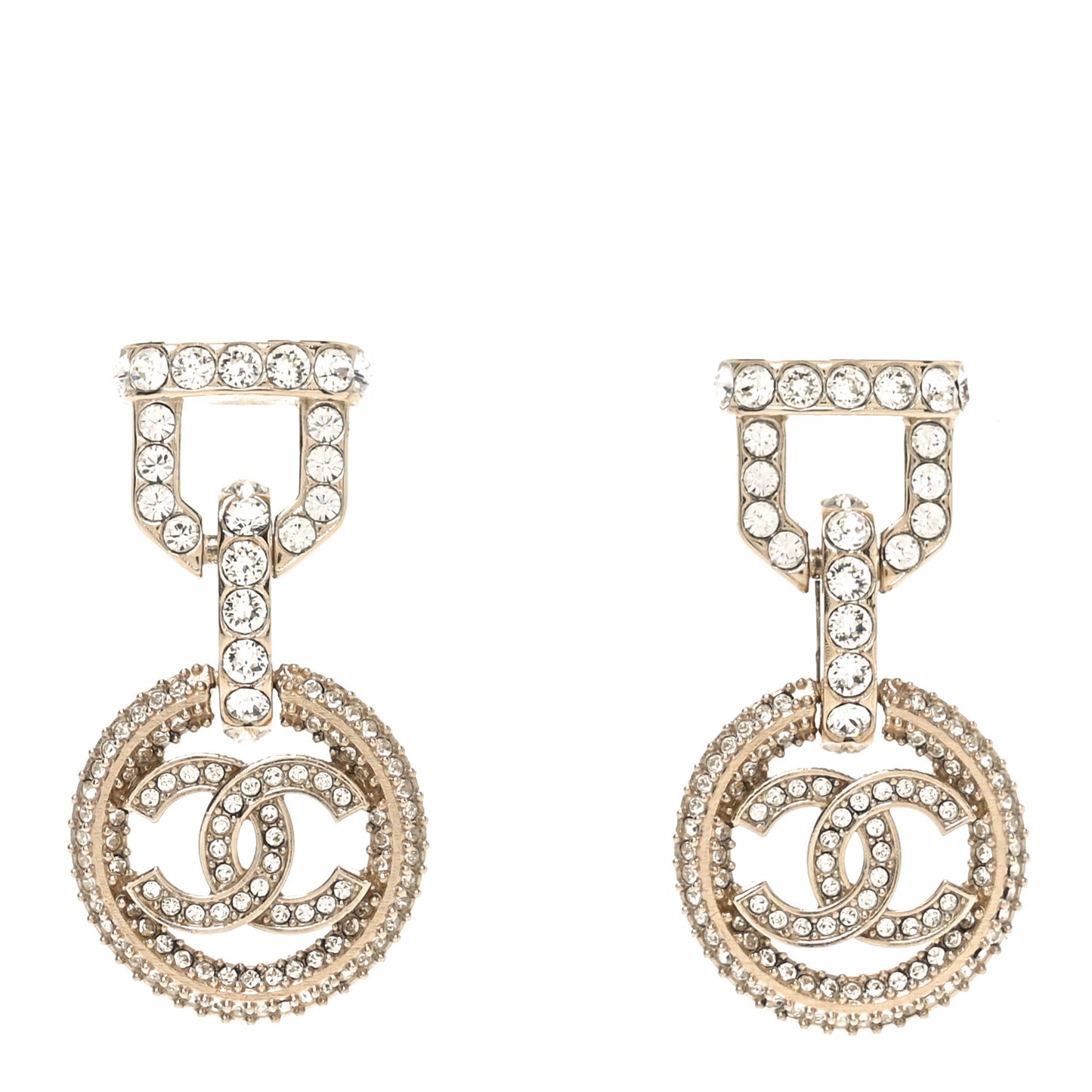 Crystal CC Vendome Round Drop Earrings Gold