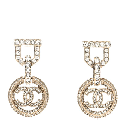 Chanel Crystal CC Vendome Round Drop Earrings Gold 1 of 4