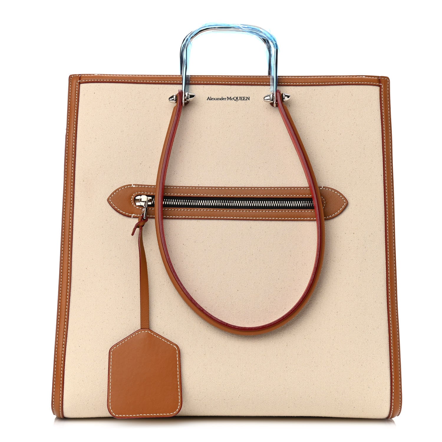 Alexander McQueen Canvas The Tall Story Shoulder Bag Natural Tan 1 of 9