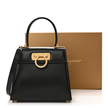 Salvatore Ferragamo Brushed Off Calfskin Iconic Top Handle Bag Black 11 of 11