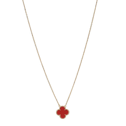 Van Cleef & Arpels 18K Yellow Gold Carnelian Vintage Alhambra Pendant Necklace 1 of 4