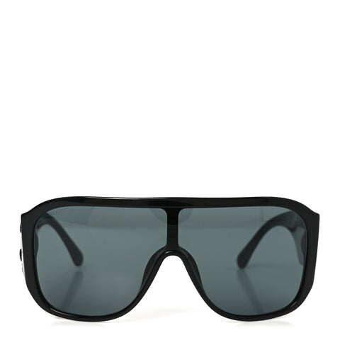 Acetate Crystal CC Shield Sunglasses 5466-B Black