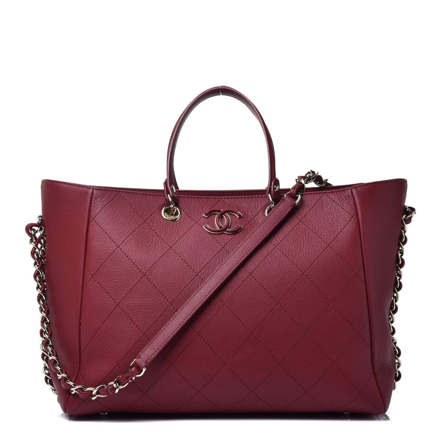 Bullskin Stitched Medium Shopping Bag Burgundy