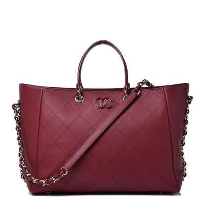 Chanel Bullskin Stitched Medium Shopping Bag Burgundy 1 of 10