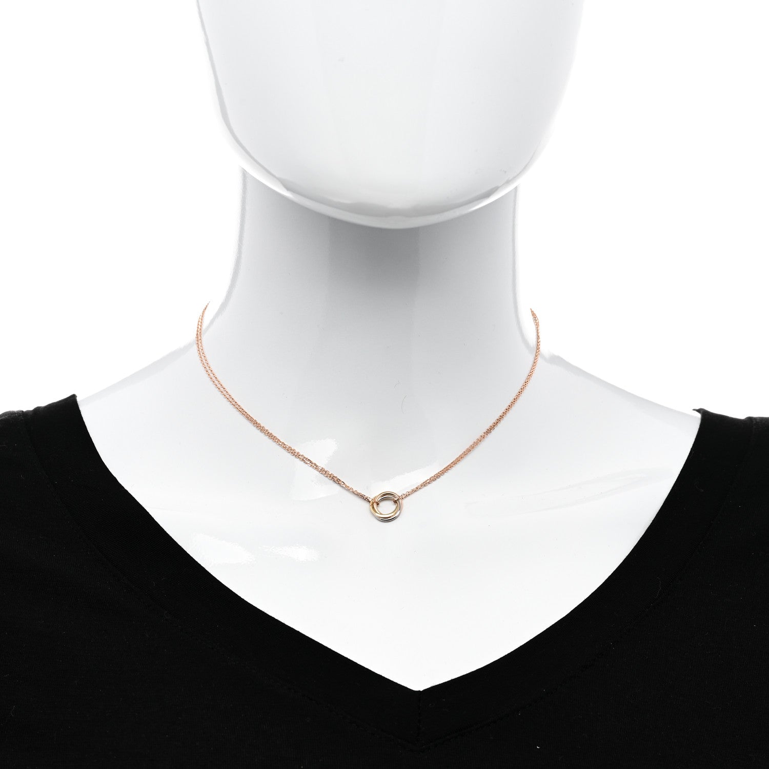 Cartier 18K Pink Yellow White Gold Trinity Double Chain Pendant Necklace 2 of 5