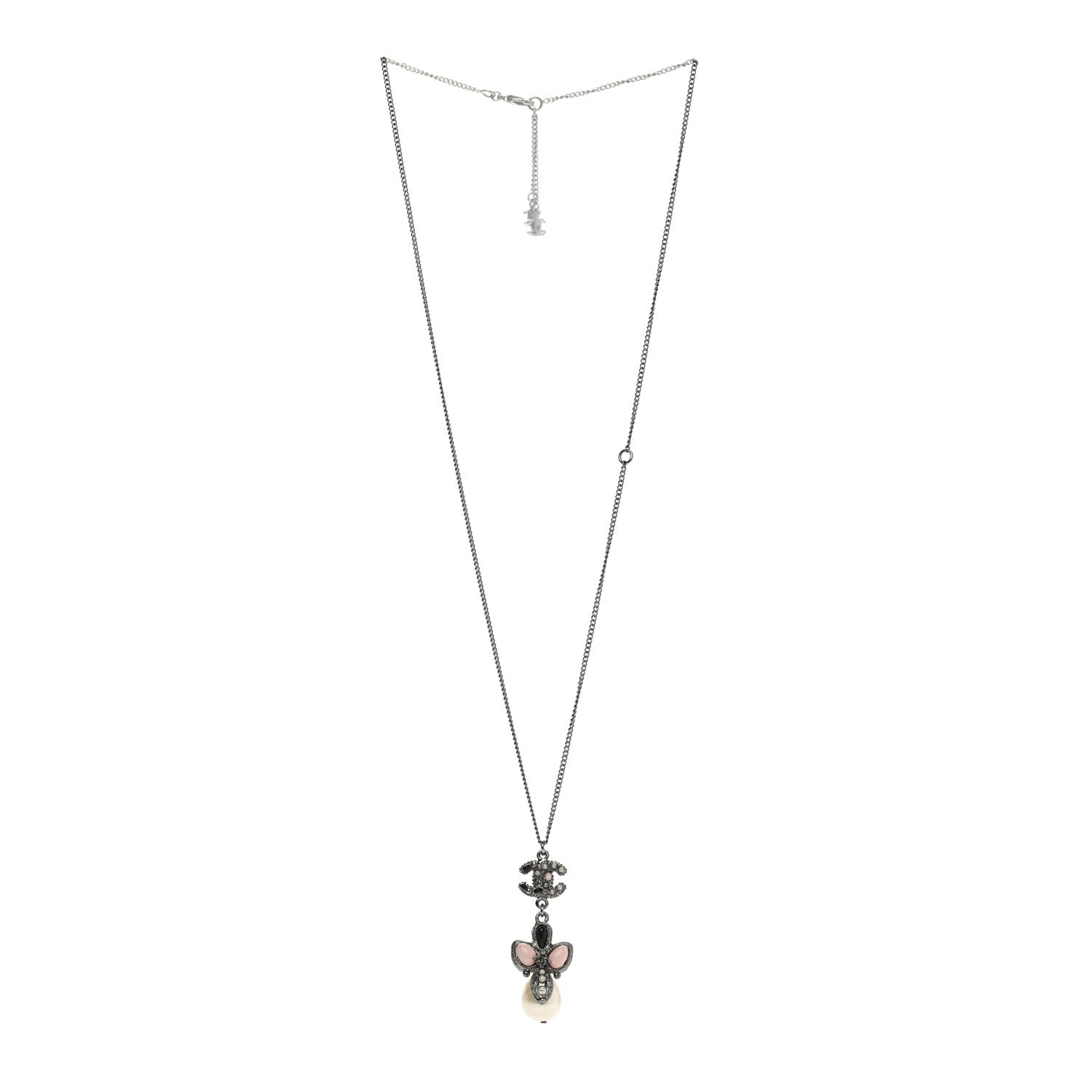 Chanel Ruthenium Pearl CC Drop Necklace 3 of 8