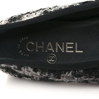 Chanel Tweed Grosgrain Cap Toe Ballerina Flats 37.5 Black White 8 of 8