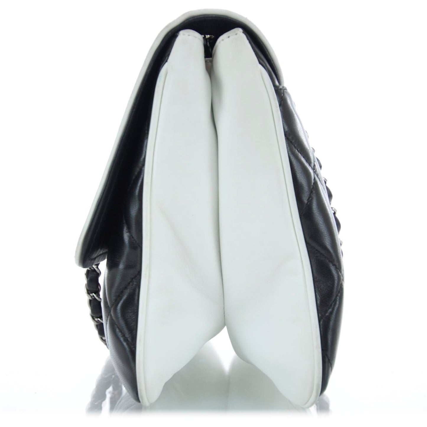 Lambskin Quilted XL Flap Black White