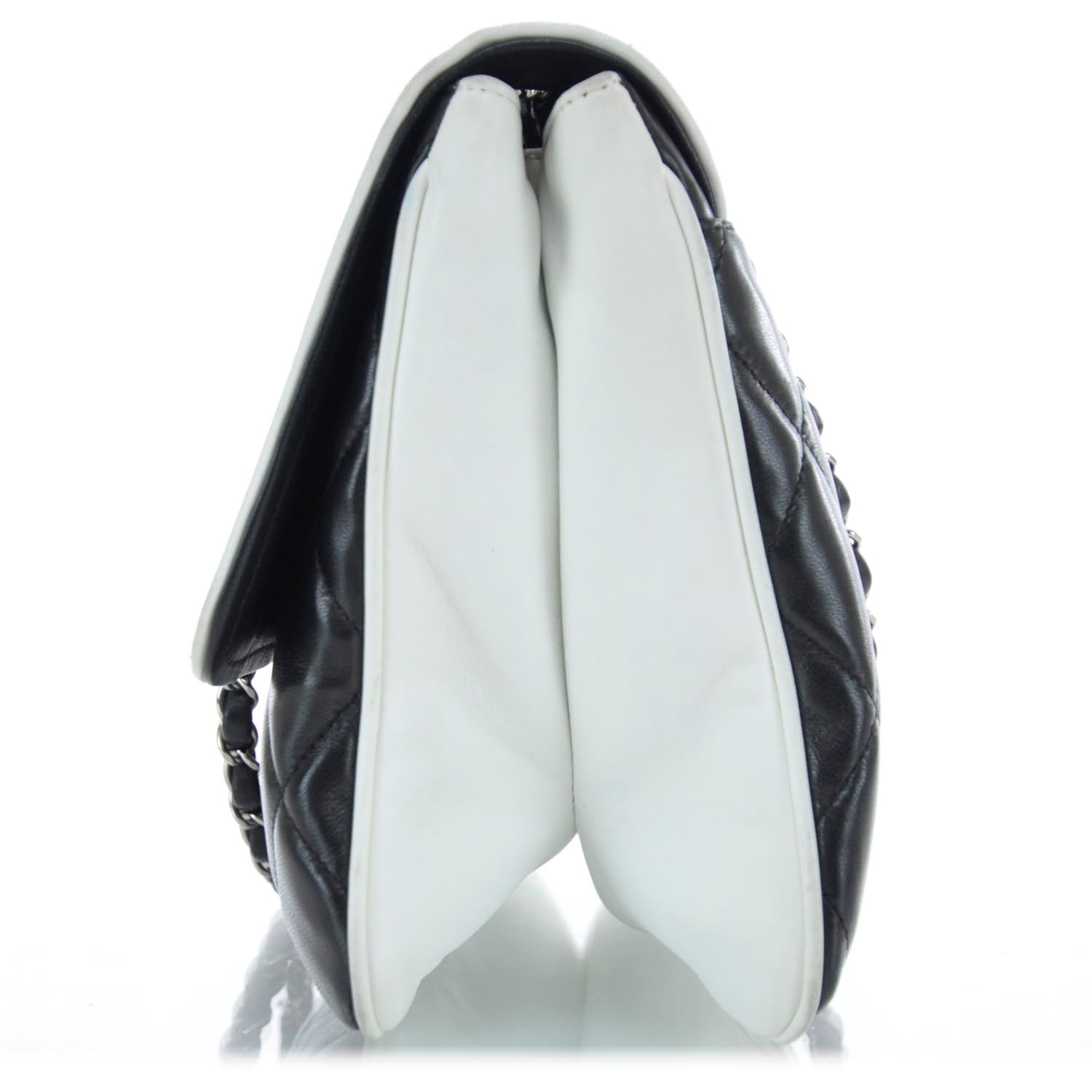 Chanel Lambskin Quilted XL Flap Black White 4 of 9