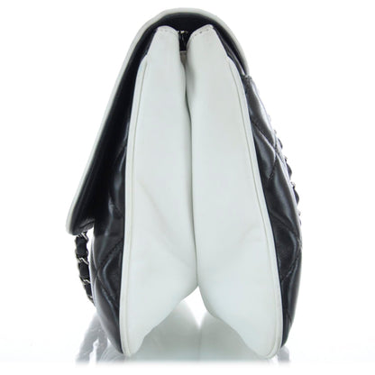 Chanel Lambskin Quilted XL Flap Black White 4 of 9