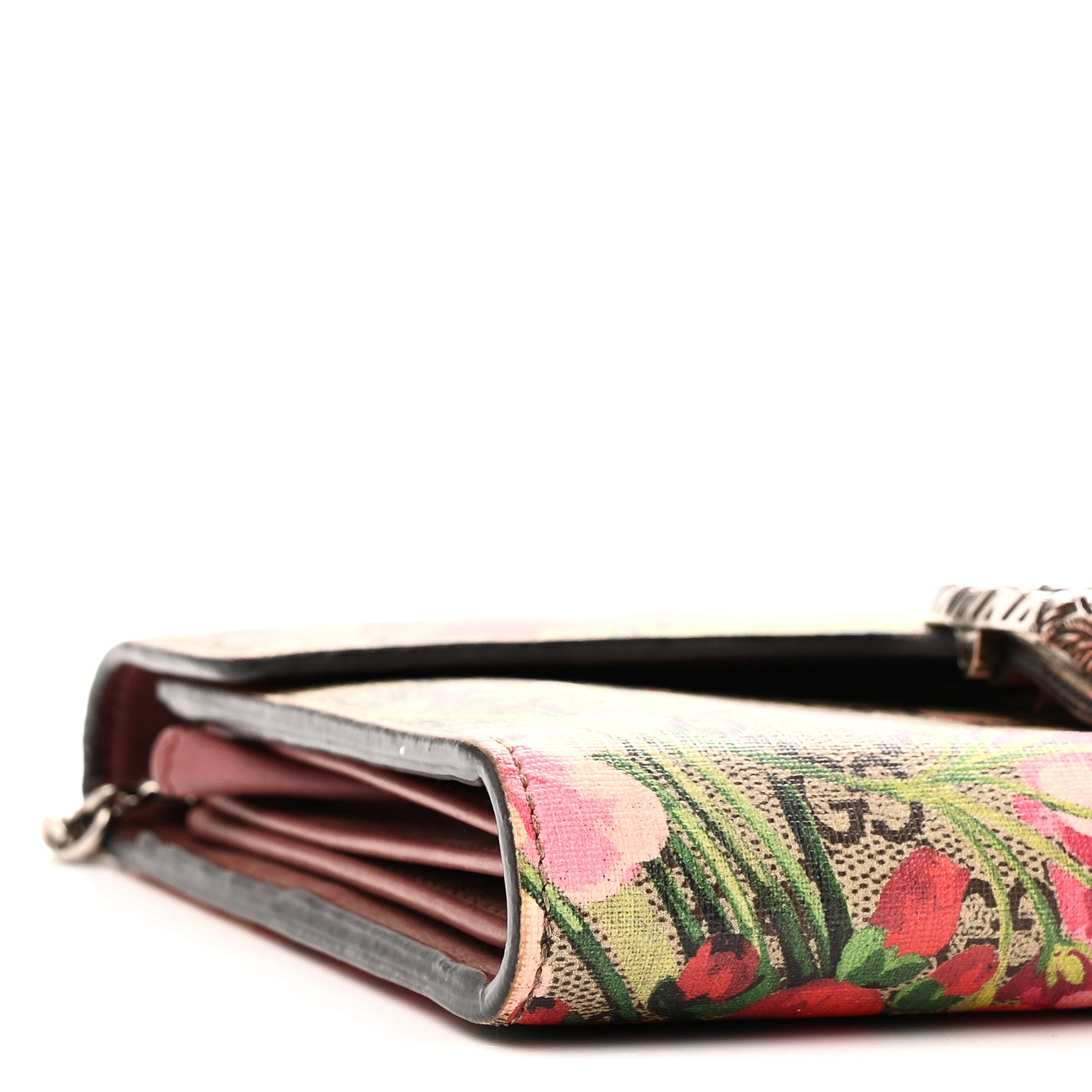 Gucci GG Supreme Monogram Blooms Mini Dionysus Chain Wallet Beige Multicolor Dry Rose 9 of 11