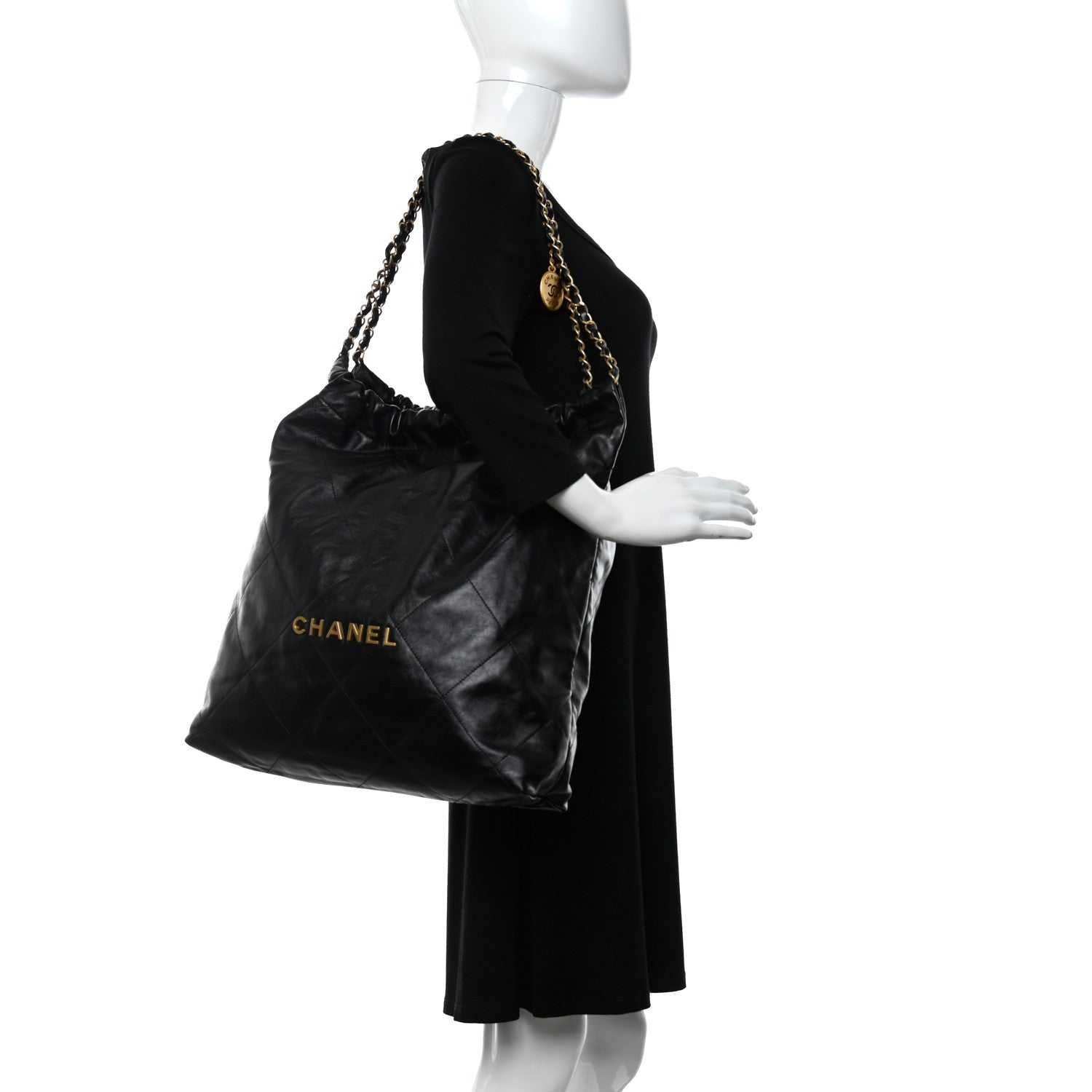 Chanel Shiny Calfskin Quilted Large Chanel 22 Black 2 of 11