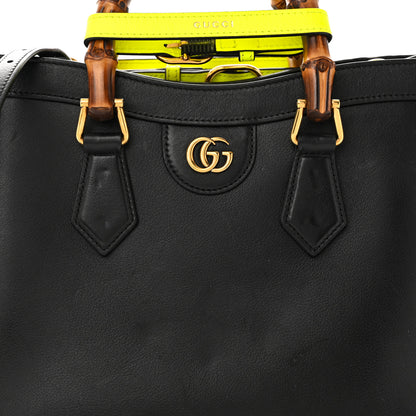 Gucci Calfskin Small Diana Tote Bag Black Yellow Fluo 8 of 16