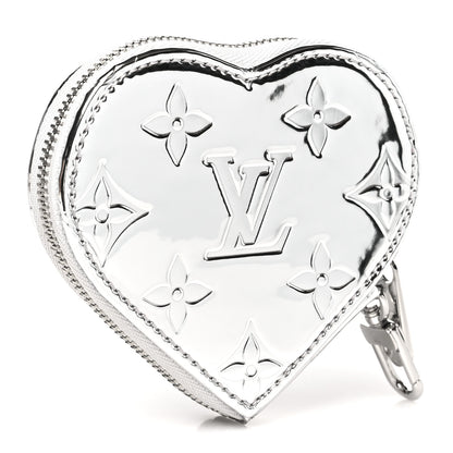 Louis Vuitton Monogram Mirror Heart Coin Purse Silver 3 of 10