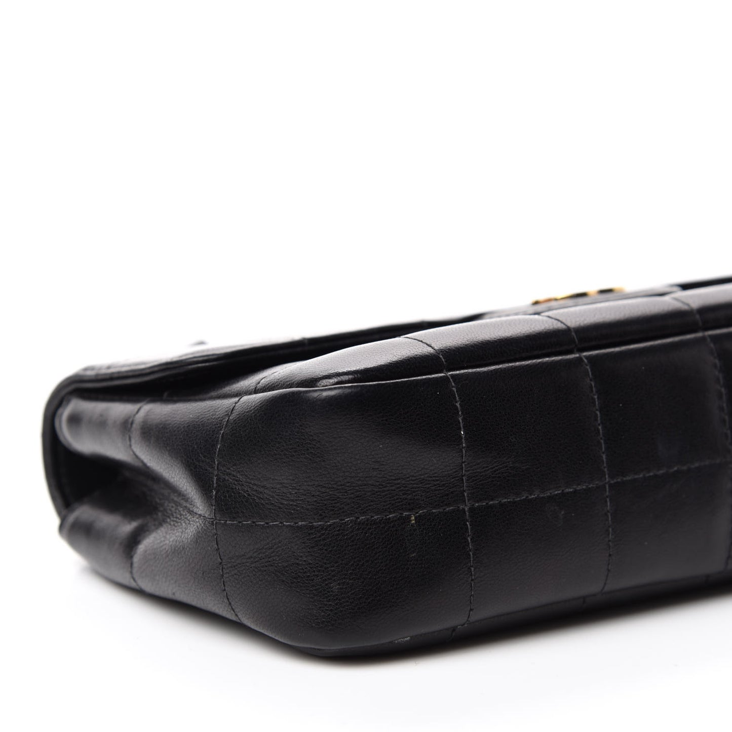 Lambskin Quilted Mini Chocolate Bar Camellia Flap Black