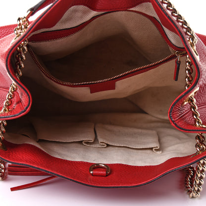 Gucci Pebbled Calfskin Medium Soho Chain Shoulder Bag Tabasco Red 5 of 14