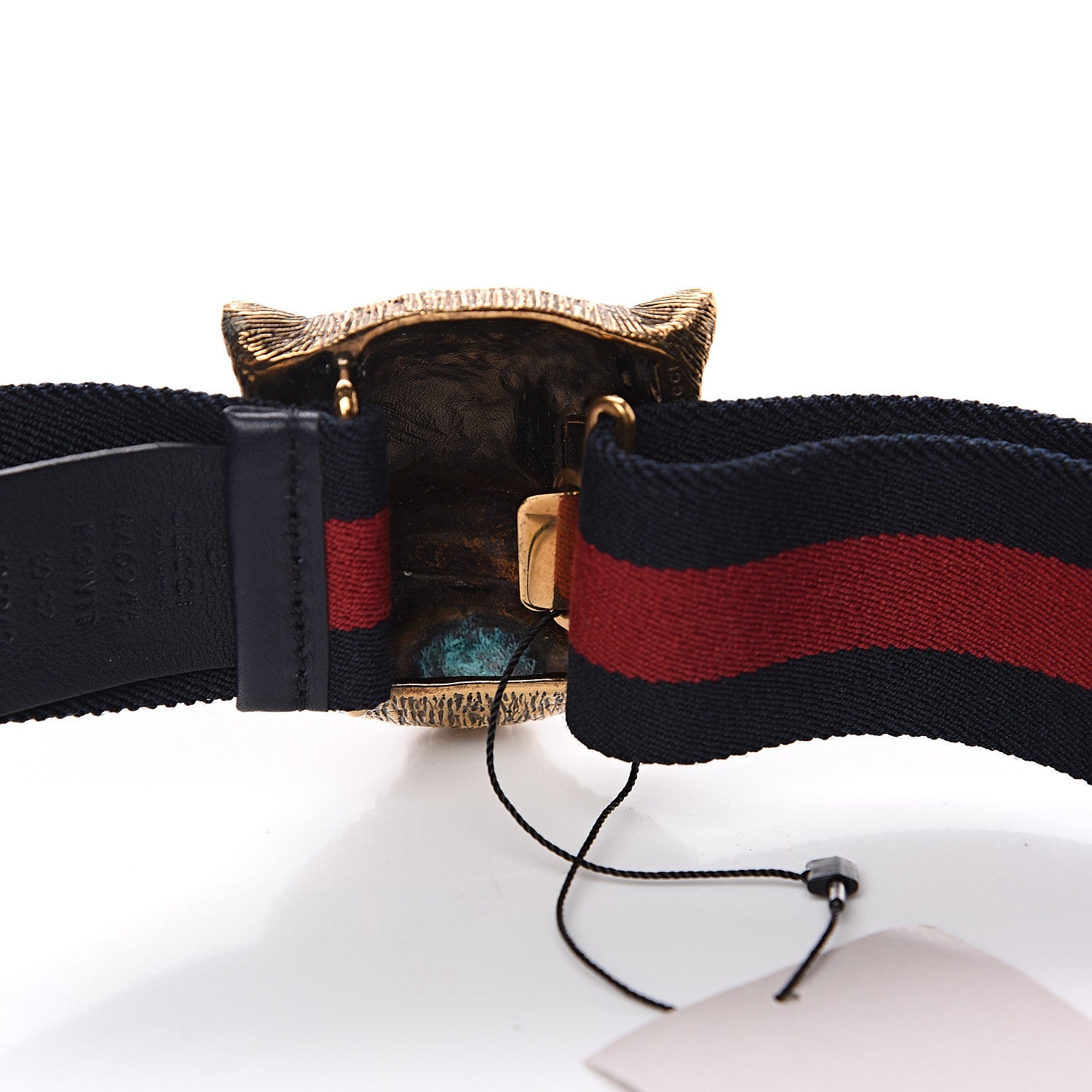 Gucci Web Feline Buckle Belt 80 32 Blue Red 3 of 4