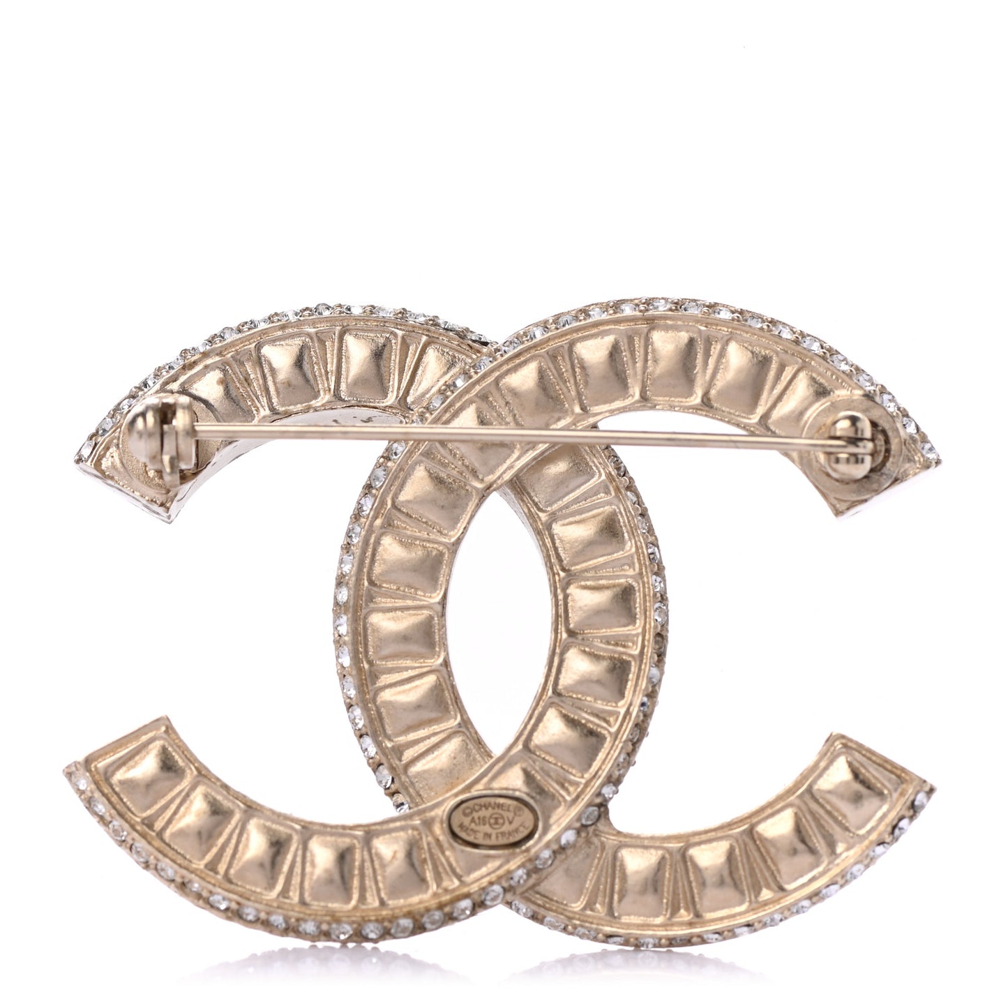 Baguette Crystal CC Brooch Gold