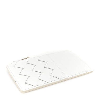 Bottega Veneta Calfskin Intrecciato Zip Card Holder White 5 of 7