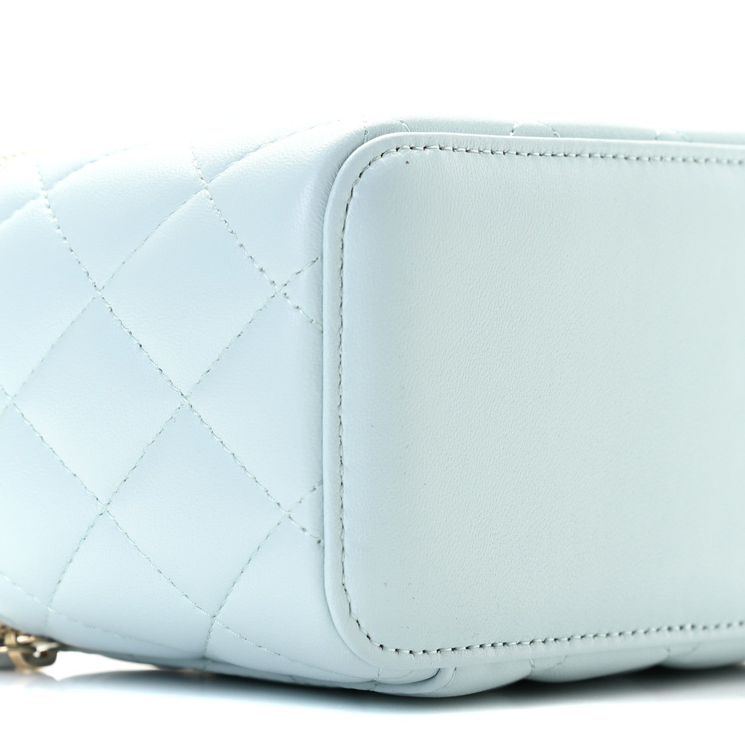 Chanel Lambskin Quilted Small Top Handle Vanity Case With Chain Light Blue 8 of 10