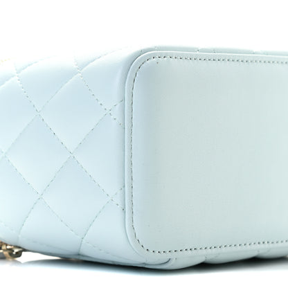 Chanel Lambskin Quilted Small Top Handle Vanity Case With Chain Light Blue 8 of 10