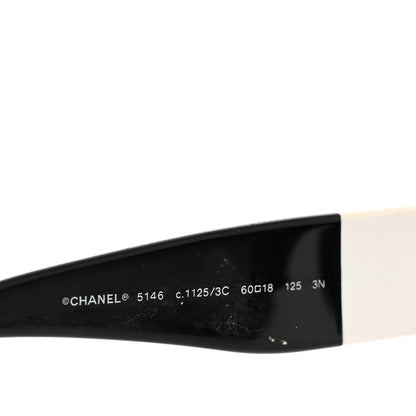 Chanel Acetate CC Lace Effect Sunglasses 5146 Black White 5 of 9