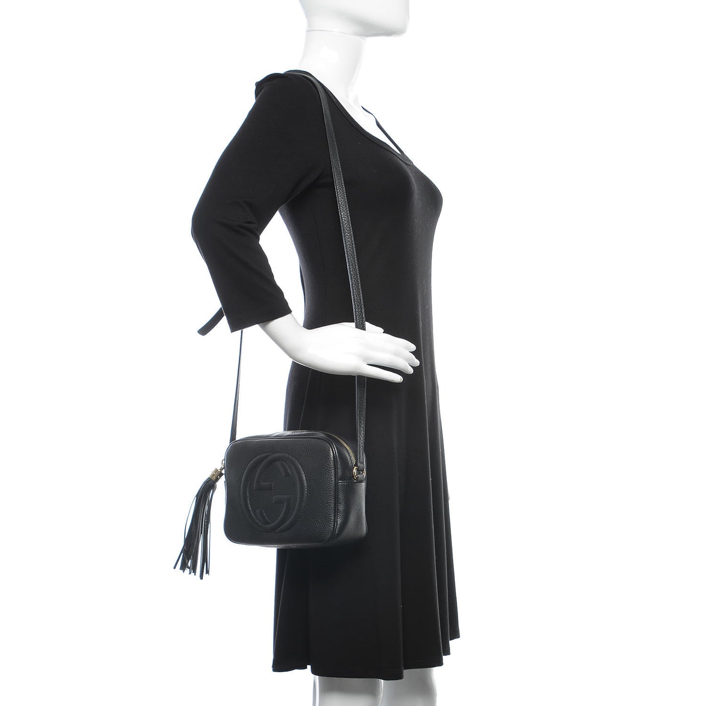 Pebbled Calfskin Small Soho Disco Bag Black