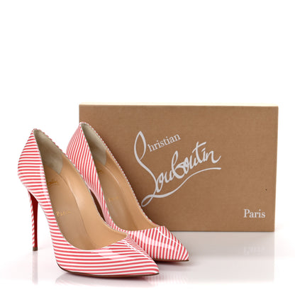 Christian Louboutin Patent Pigalle Follies Stripes 100 Pumps 37 Smoothie White 8 of 8