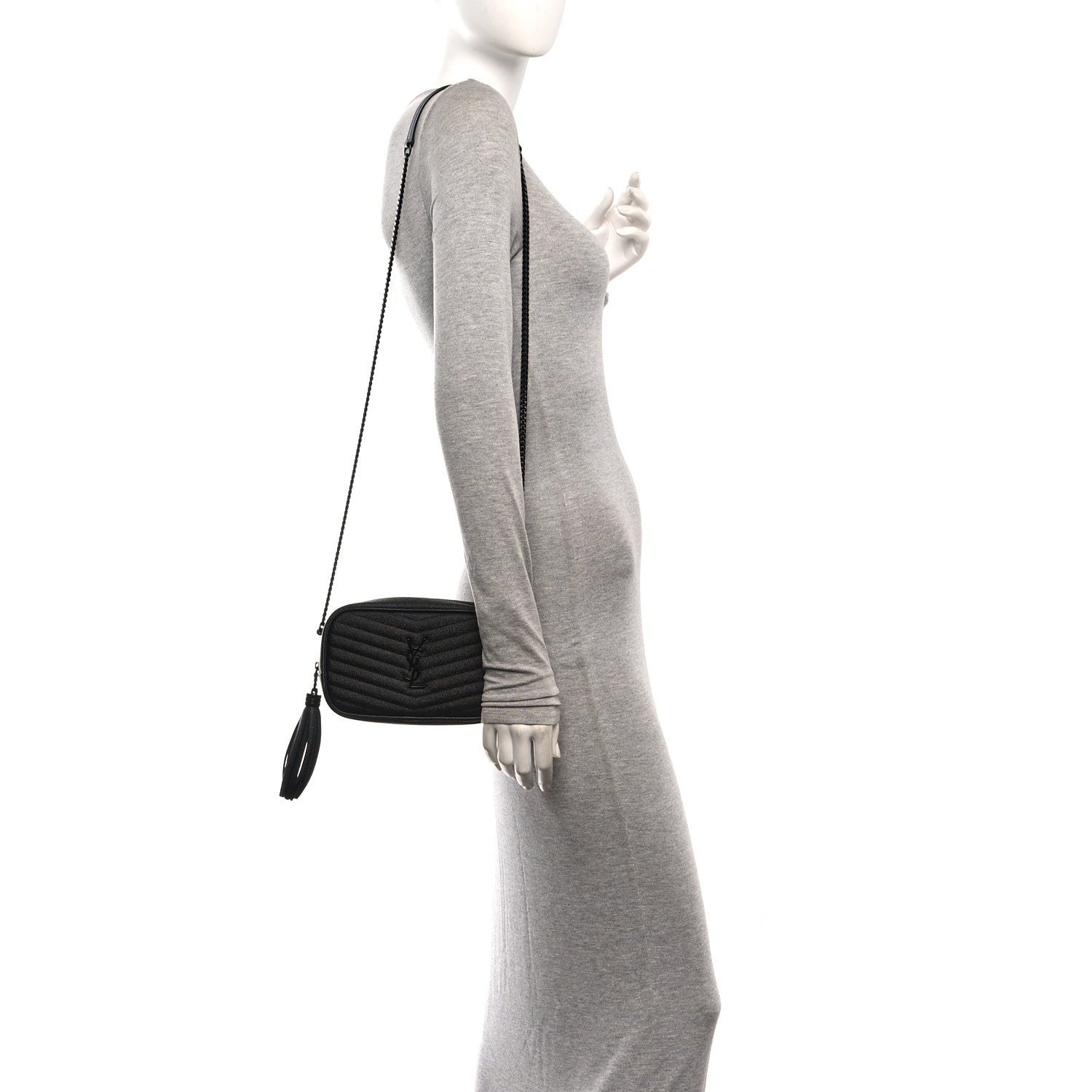 Saint Laurent Grain De Poudre Matelasse Monochrome Monogram Mini Lou Camera Bag Black 2 of 10