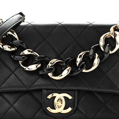 Chanel Lambskin Quilted Resin Bi-Color Chain Flap Bag Black 8 of 10