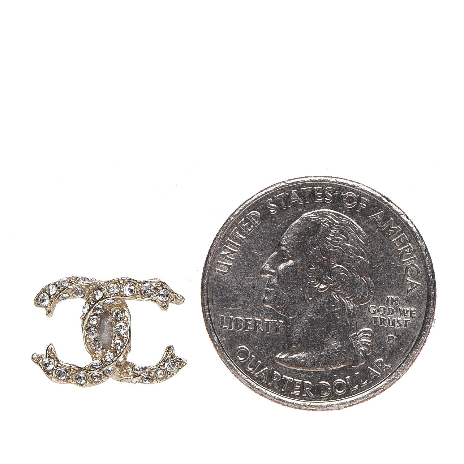 Chanel Crystal CC Earrings Gold 2 of 4