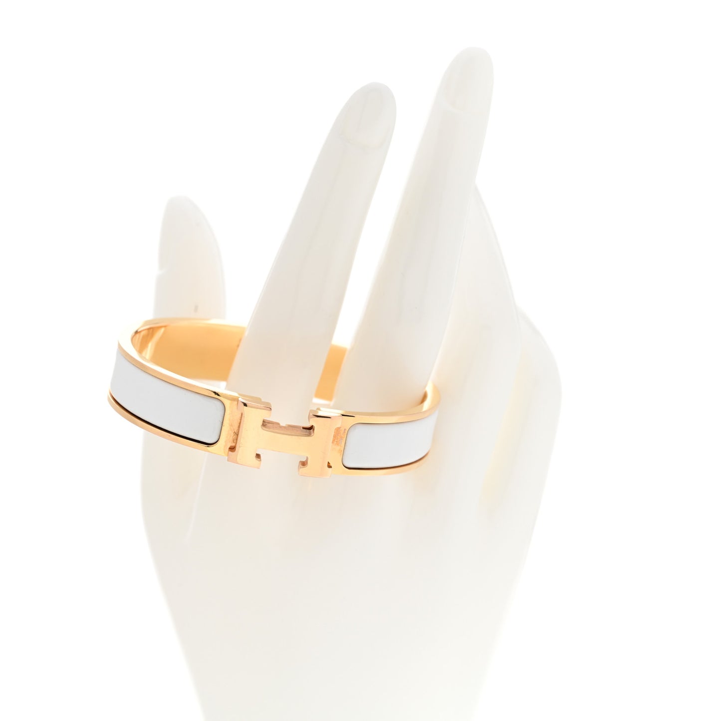 Enamel Narrow Clic Clac H Bracelet PM White