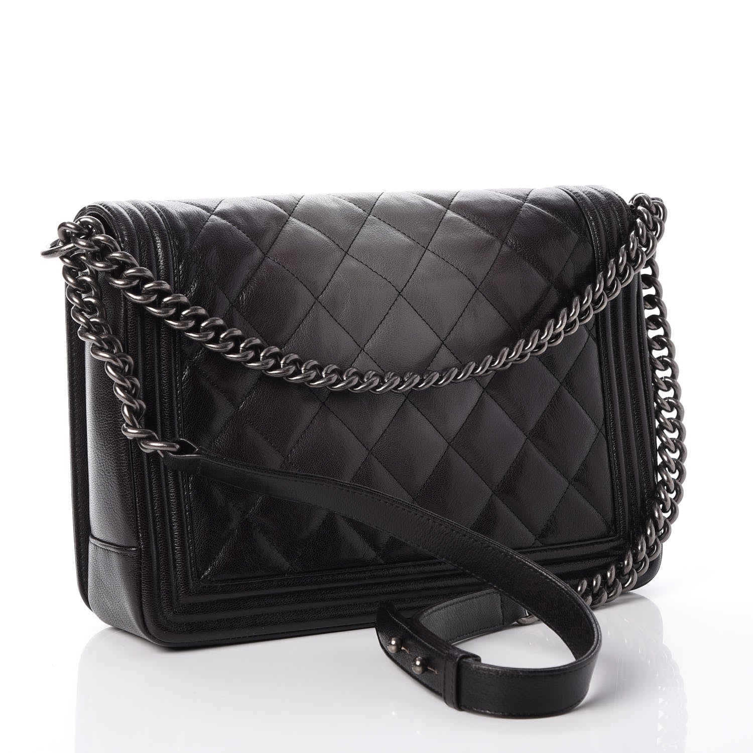 Chanel Goatskin Ombre Faded Quilted Large Boy Flap Grey 3 of 7