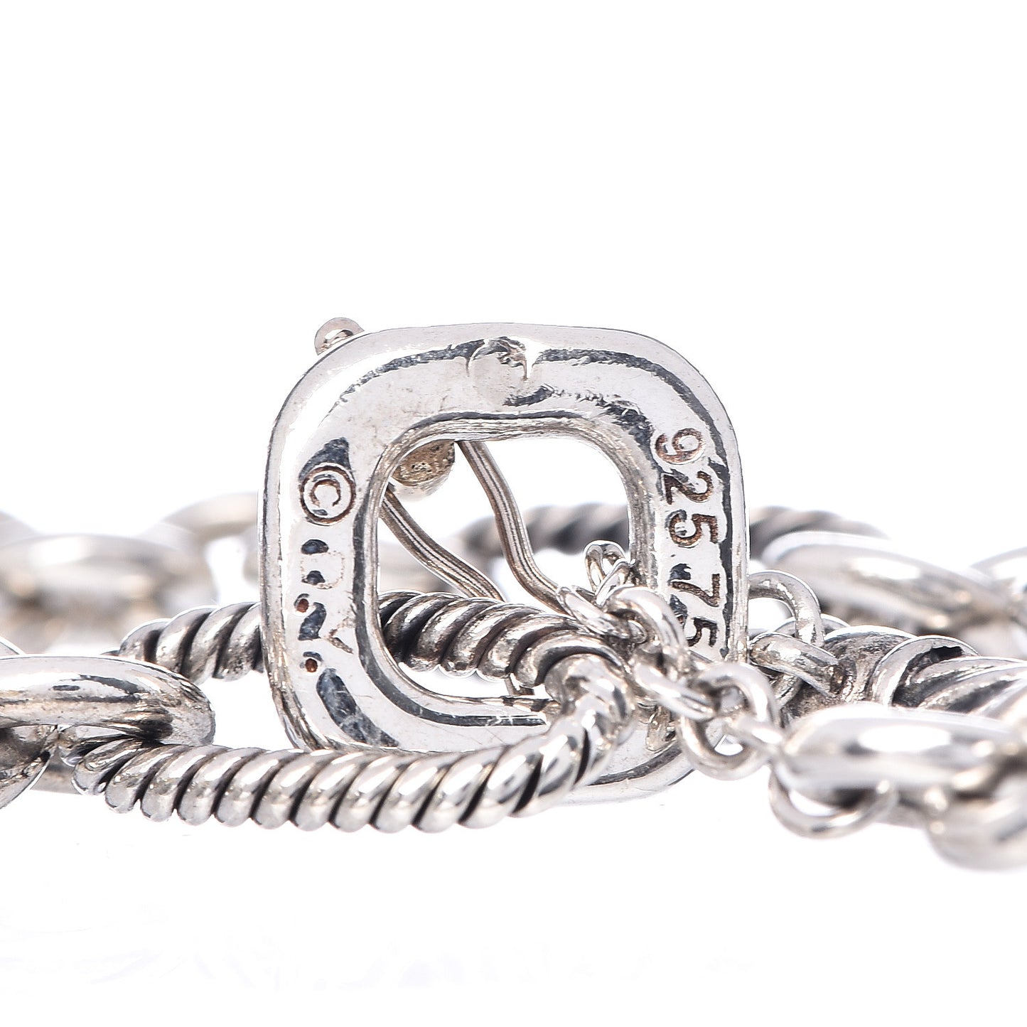 Sterling Silver 18K Yellow Gold Cable Heart Charm Bracelet
