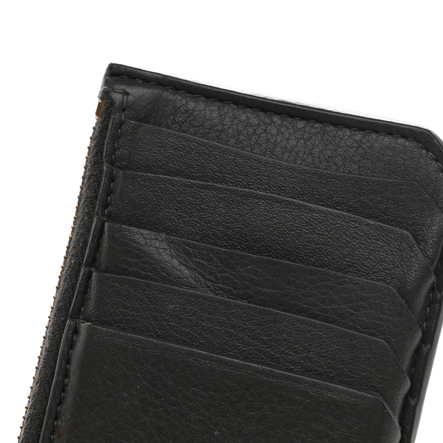Saint Laurent Grained Calfskin Monogram 5 Fragments Zip Pouch Card Holder Storm 7 of 8