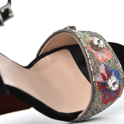Fendi Velvet Sequin Floral Fantasia 39 Sandals Grey Multicolor 16 of 20