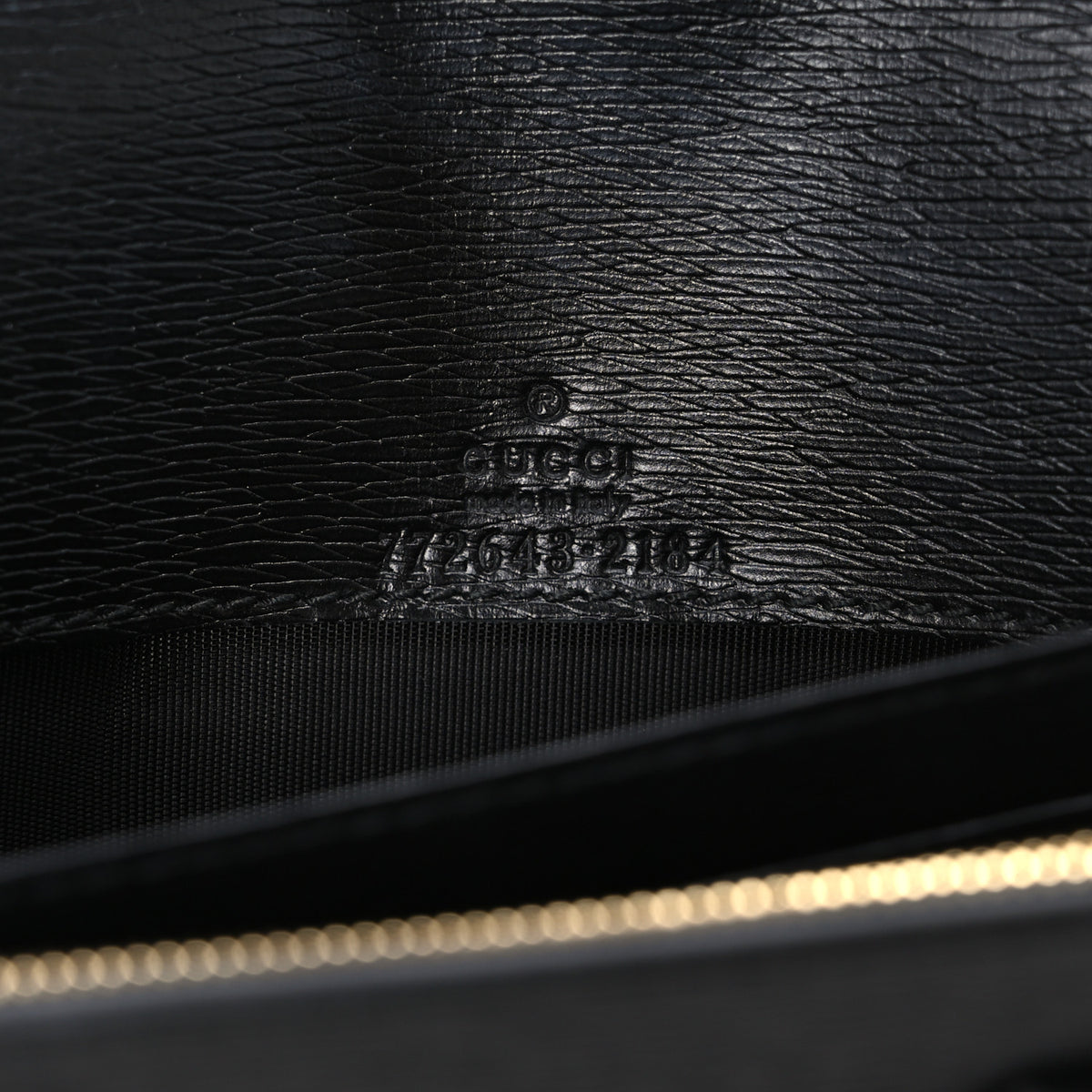 Gucci Textured Calfskin Script Logo Wallet On Chain Black 7 of 11