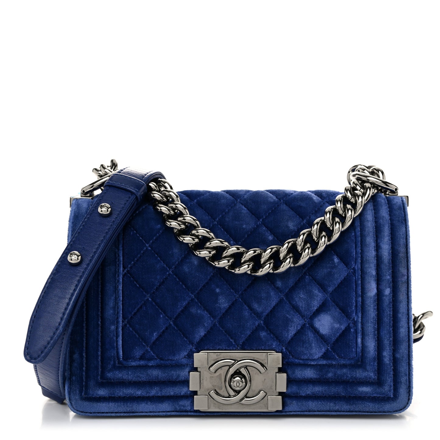 Velvet Quilted Small Boy Flap Blue