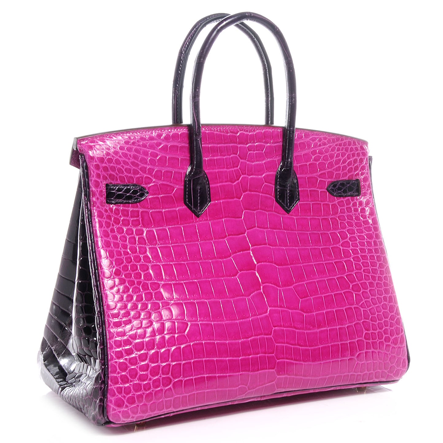 Shiny Porosus Crocodile Bi-Color Horseshoe Birkin 35 Rose Scheherazade/Amethyst