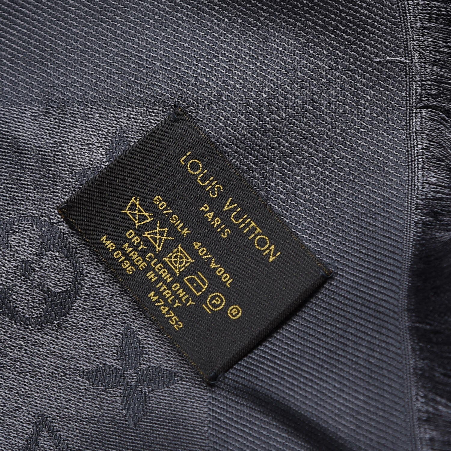 Louis Vuitton Wool Silk Monogram Shawl Anthracite 4 of 5
