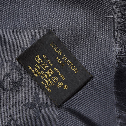 Louis Vuitton Wool Silk Monogram Shawl Anthracite 4 of 5